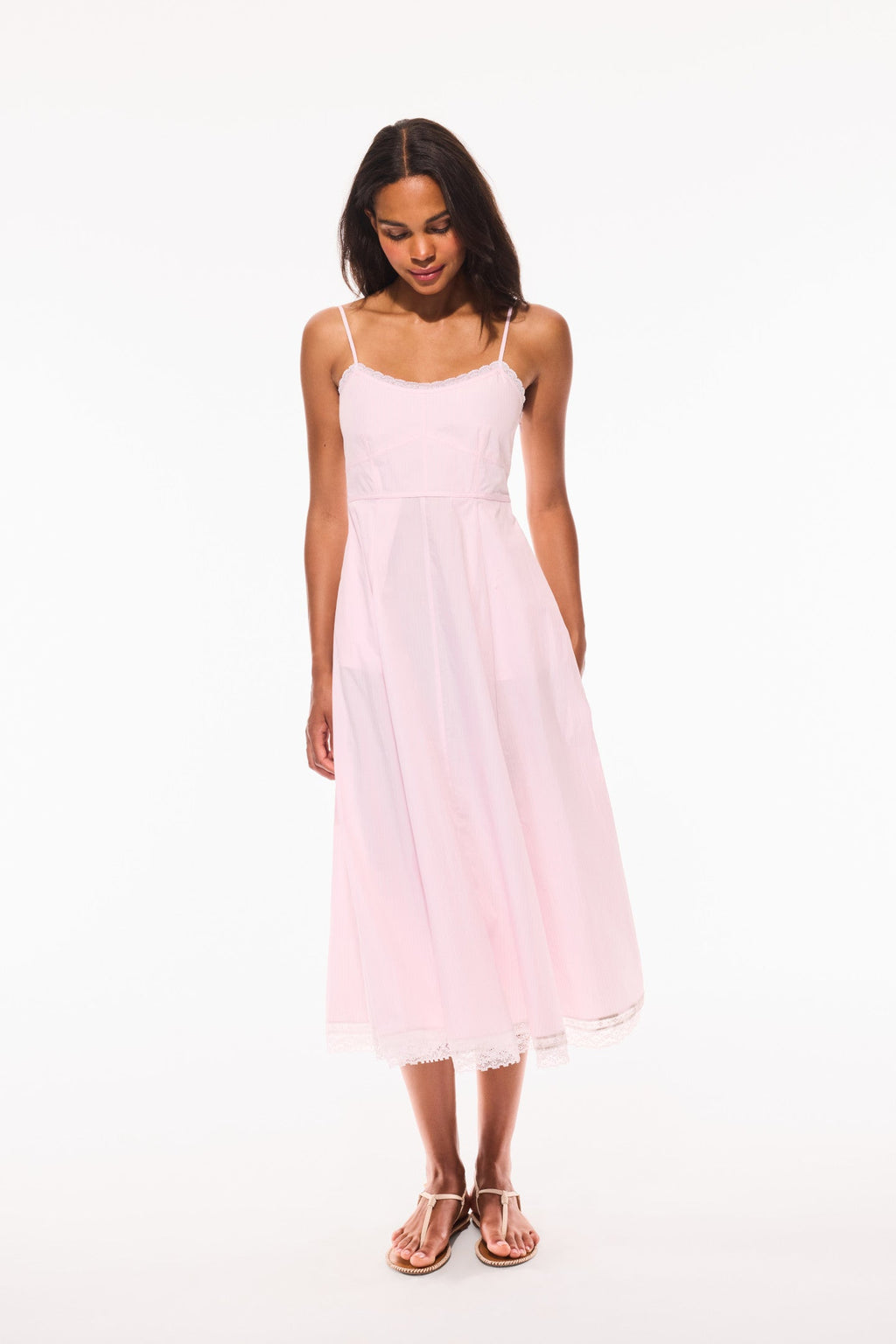 Sandara Cotton Pinstripe Midi Dress