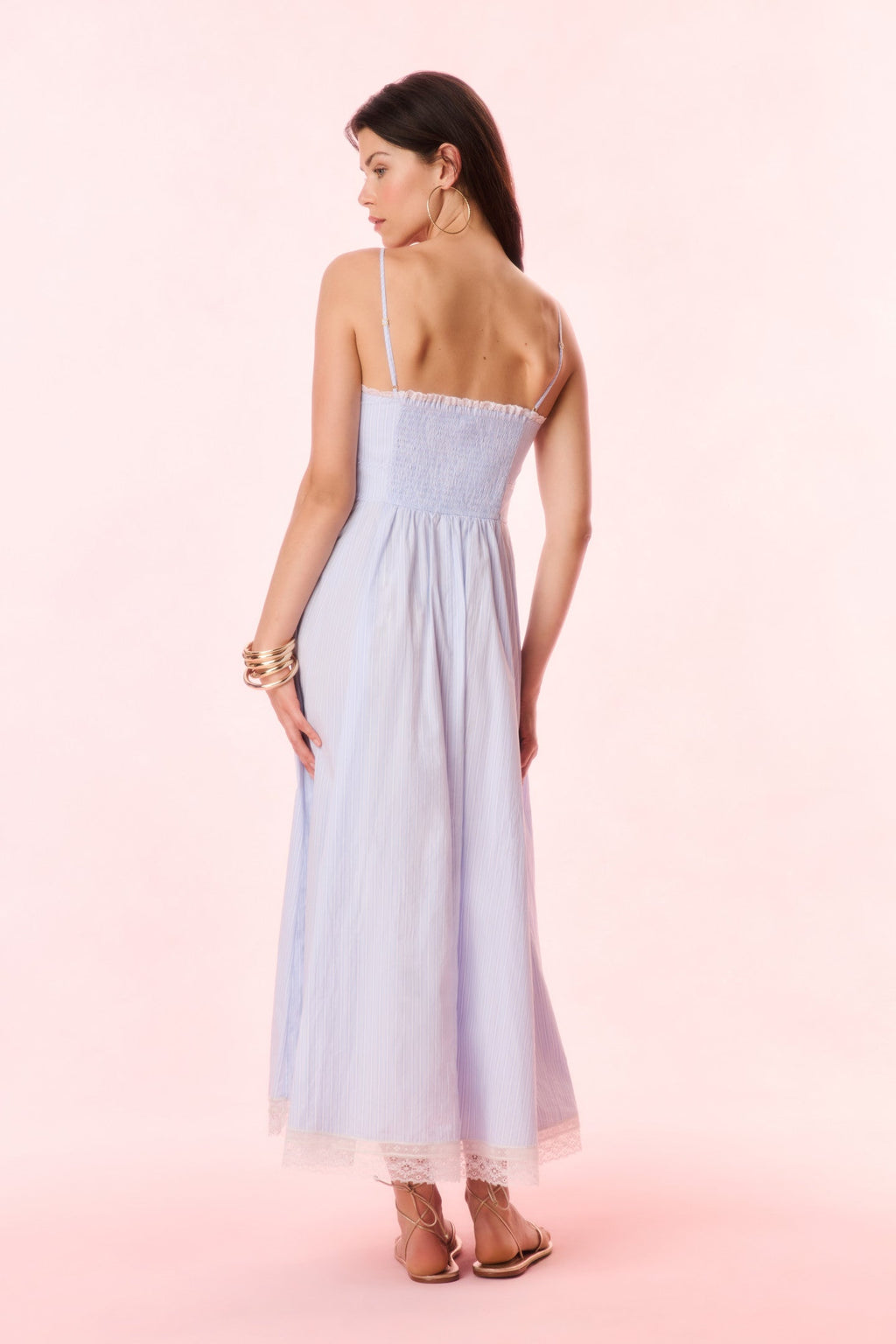 Sandara Cotton Pinstripe Midi Dress