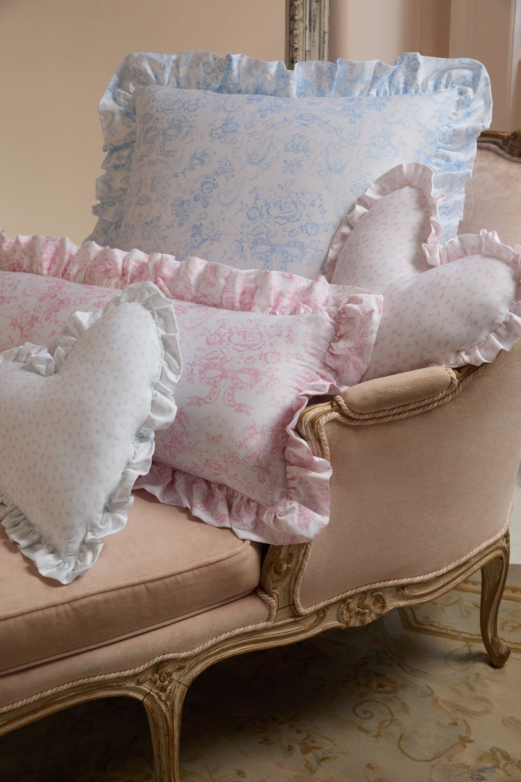 Ruffle Throw Pillow - NANTUCKET BLUE